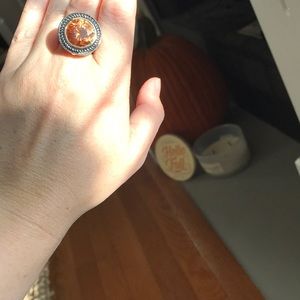 Citrine Colored & Silver Tone Ring